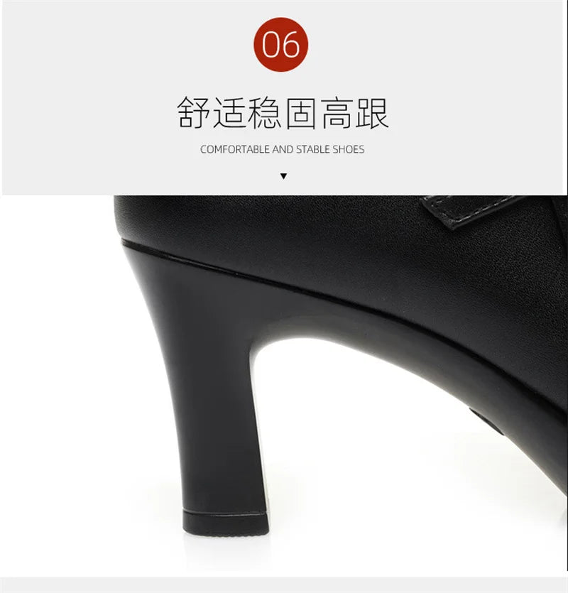 Temperament Fashionable And Versatile Deep Mouth Spring And Autumn Comfortable High Heels Soft Sole Soft Side Single Shoes
