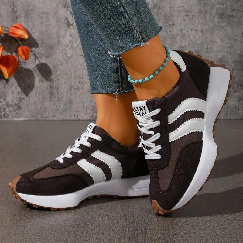 Brand Designer Women's Shoes Autumn New Style Cross-strap Platform Vulcanized Shoes 2026 Outdoor Running Sports Shoes Selling