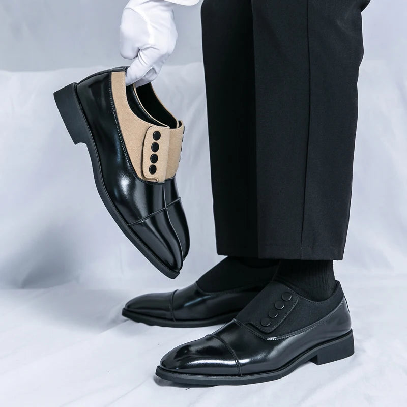 High End Brand Men's Leather Casual Shoes Office Men's Business Shoes Luxurious Banquet Pointed Toe Shoes for Wedding Brown