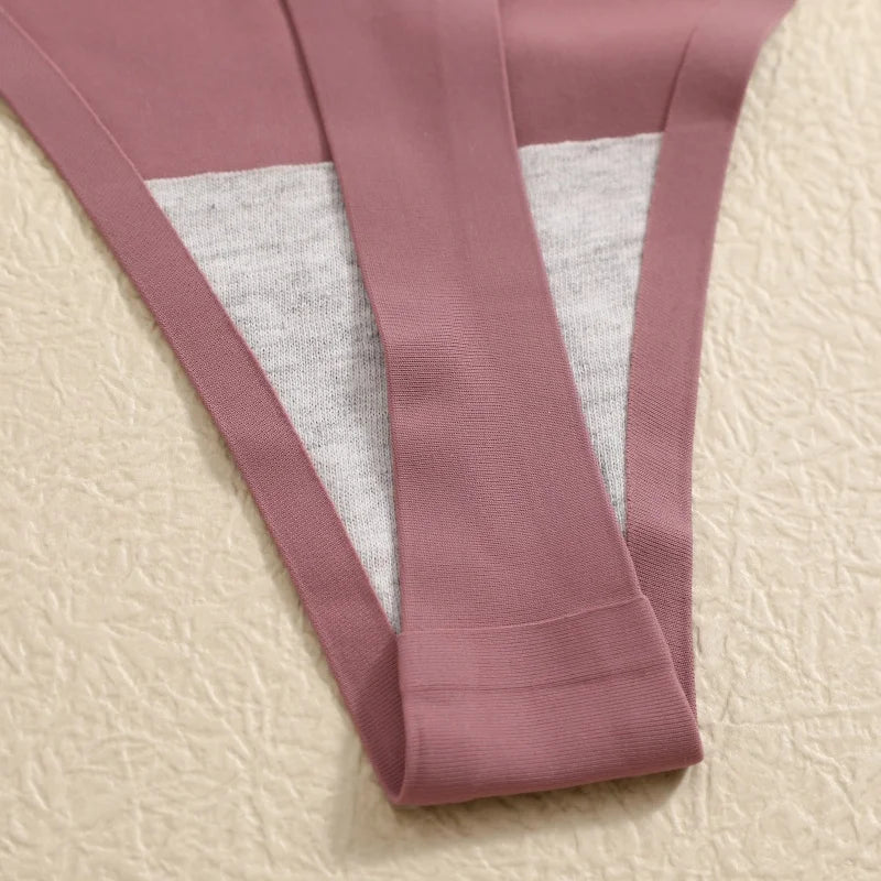 6PCS Women's S-XL Seamless G-String Underpants Low Rise Solid Color Ice Silk Undewear Female Traceless Soft Comfortable Lingerie