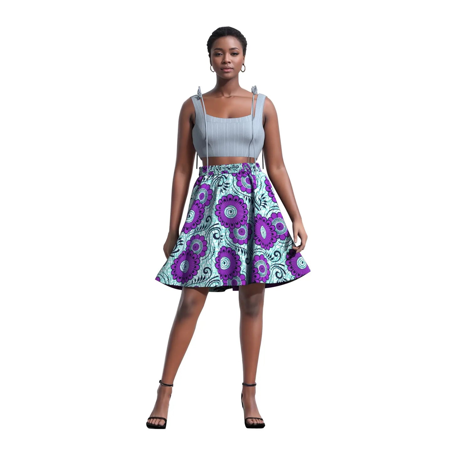 African Women's Skirt Knee Length Stretch High Waist Skirt African Print Ankara Women Lady Traditional Party Clothing WY11051
