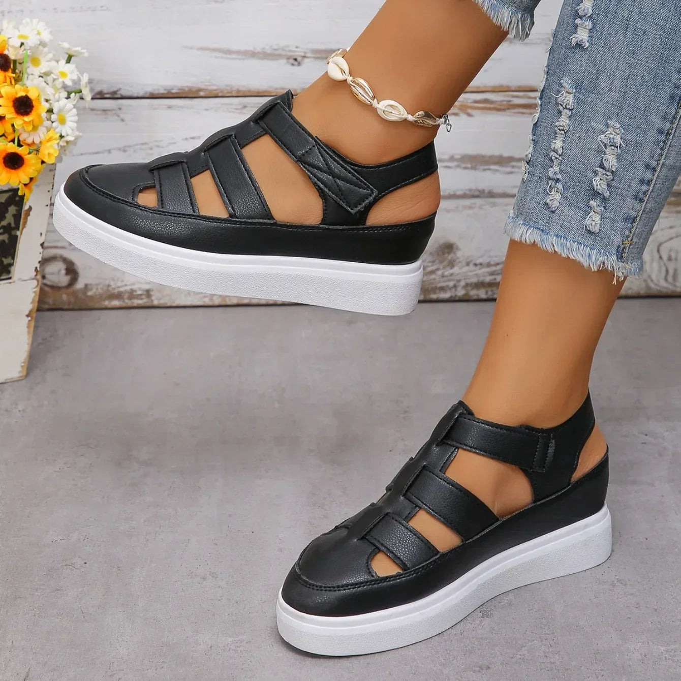 Women Sandals New Summer Wedges Heels Platform Sandals Women Hollow Out Gladiator Sandals Breathable Thick Sole Shoes for Women