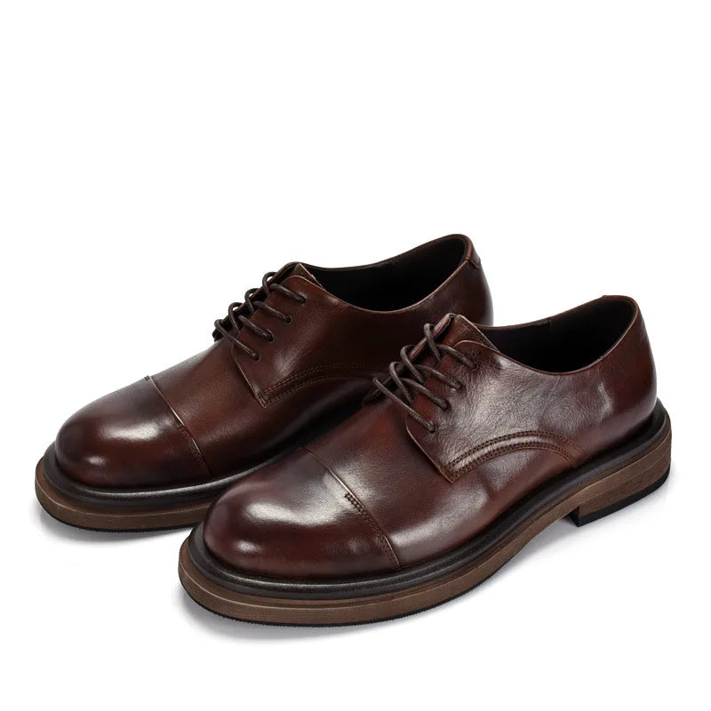 Italian Luxury Mens Shoes Solid Color Genuine Leather Flat Oxford Casual Business Social Shoe Male Sneakers Black Brown