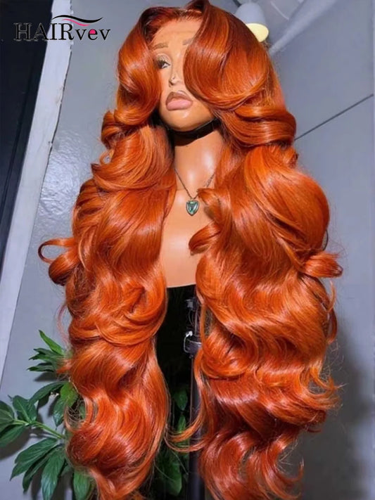 Ginger Orange 13x6 HD Lace Front Wigs Human Hair Body Wave 13x4 Human Hair Lace Frontal Wigs Transparent Lace Wig Woman Glueless