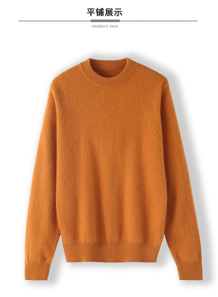 Autumn and winter women's semi high neck pullover sweater solid color knitted slim fit women's 100 mink cashmere sweater new sty