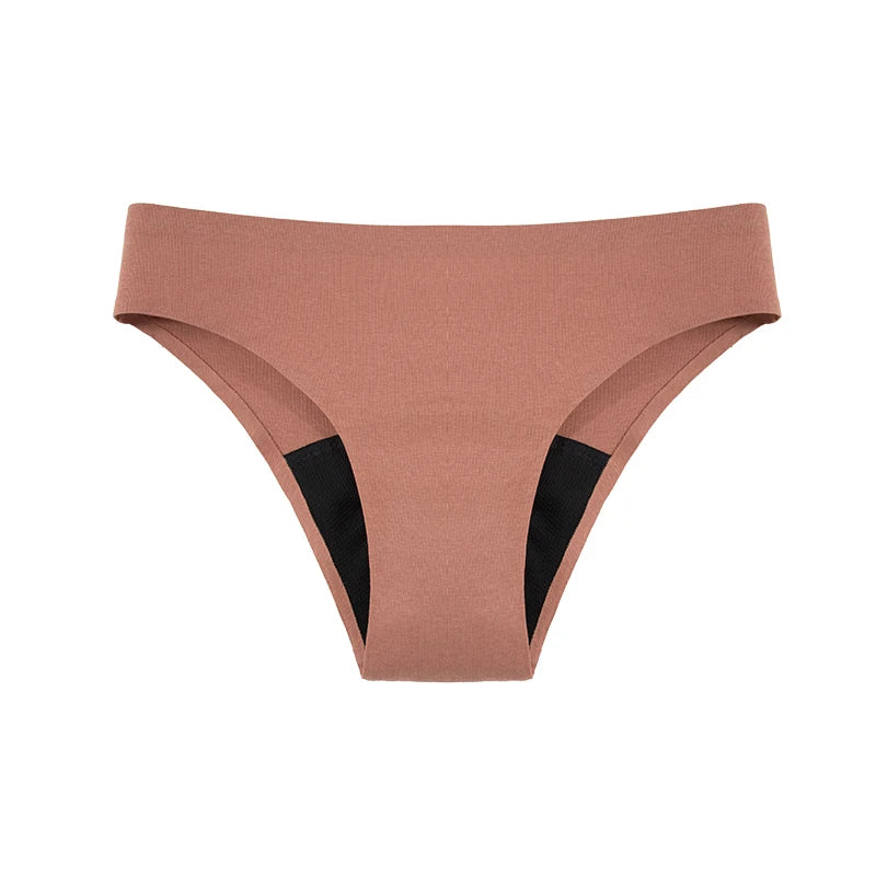 Seamless Cotton Menstrual Panties 4-Layer Leakproof Fast Absorption Teenager Macaron Period Panties Mid-Rise Incontinence Undies