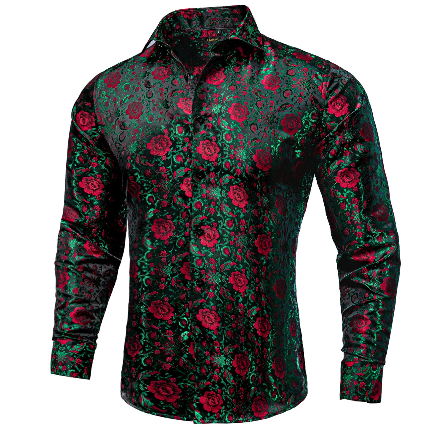 Men's Long Sleeve Black Paisley Silk Dress Shirts Casual Tuxedo Social Shirt Luxury Designer Men Clothing
