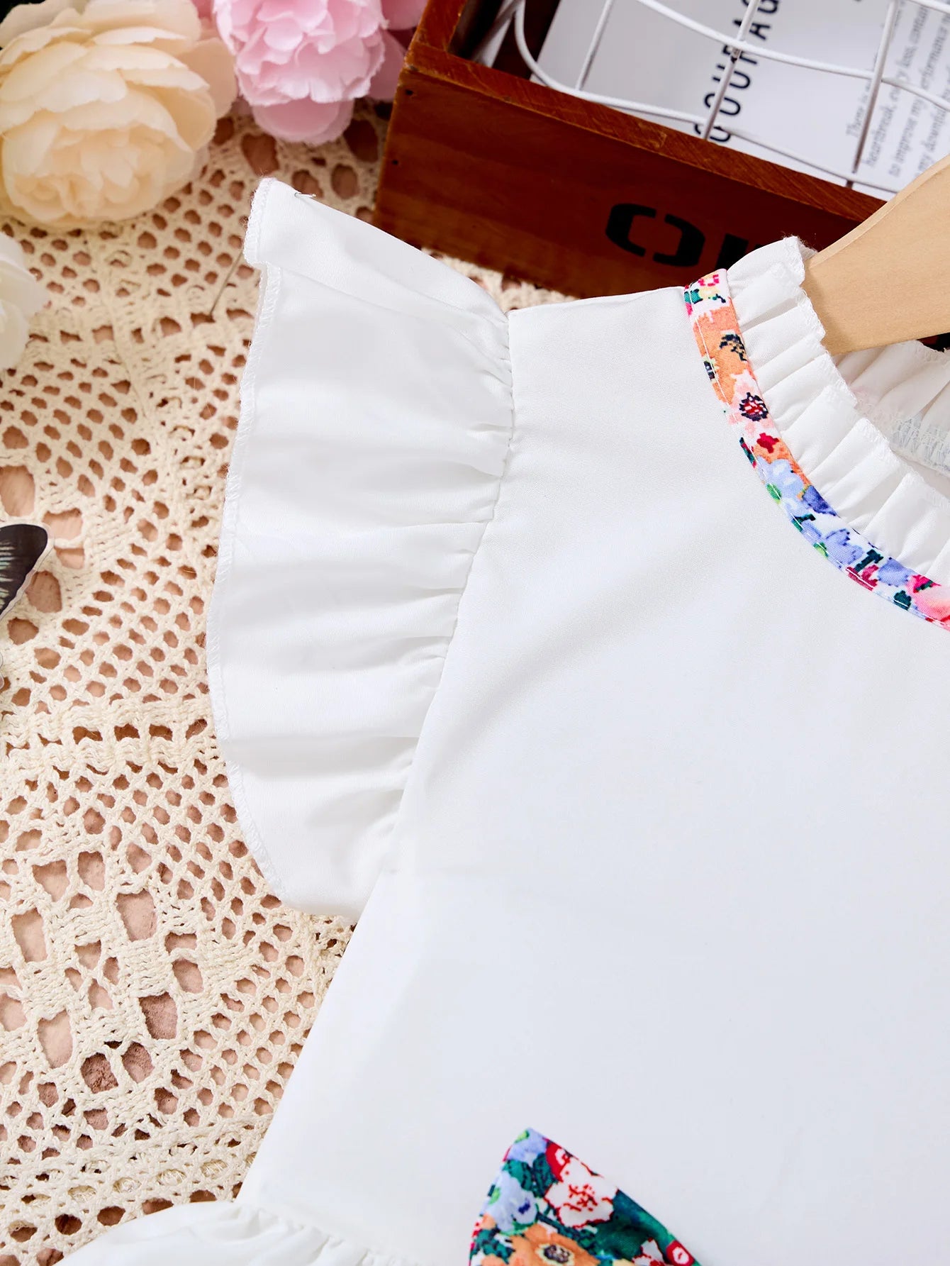 New Kids Girl Dress Summer Floral with Bow Fashion White Vestidos Short Sleeve Children Clothing Outfits Casual Daily Dresses