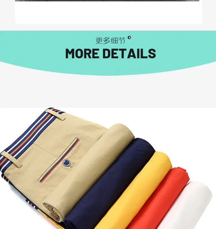 Mens Summer Casual Shorts Solid Color Business Casual Elastic Five Quarter Pants Cotton Breathable Workwear Shorts Men Clothing