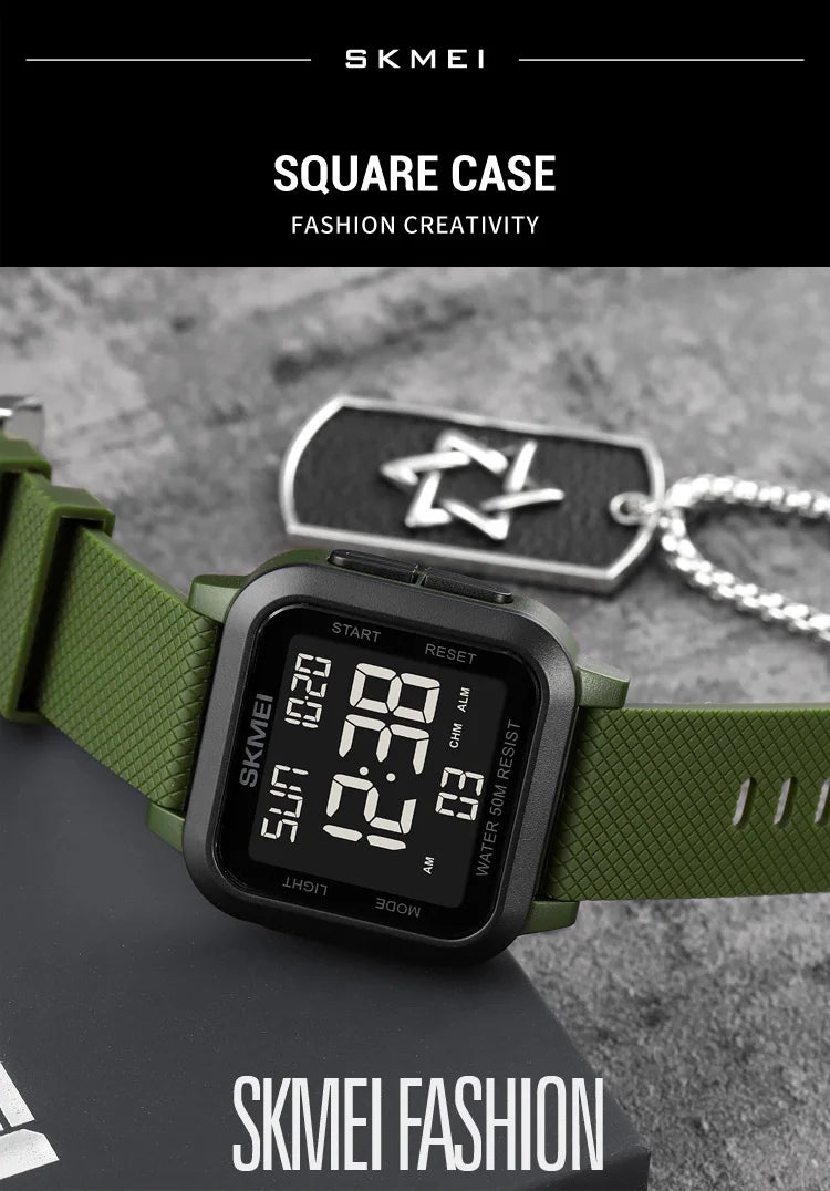 SKMEI Sport Watches Mens Alarm Countdown Clock Male 5Bar Waterproof Military Back Light Shockproof Calender Digital Wristwatch