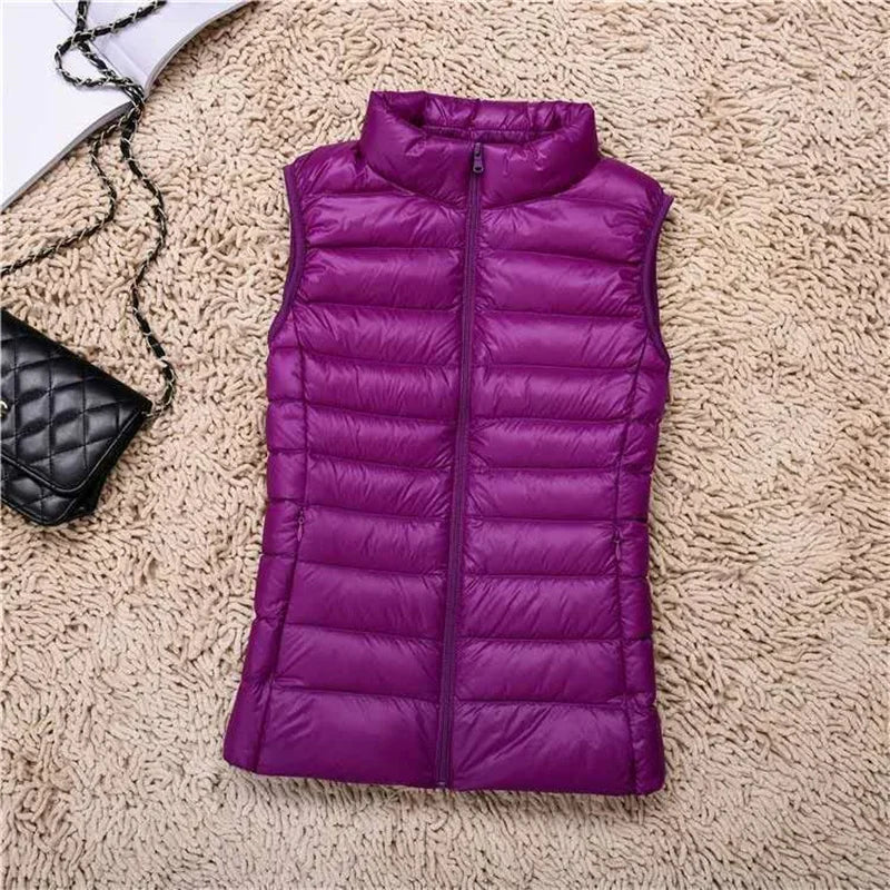 Ultralight Down Vest Women 2026 New Sleeveless Jacket Female White Duck Down Waistcoat Female Warm Puffer Jacket Outwear M-8XL