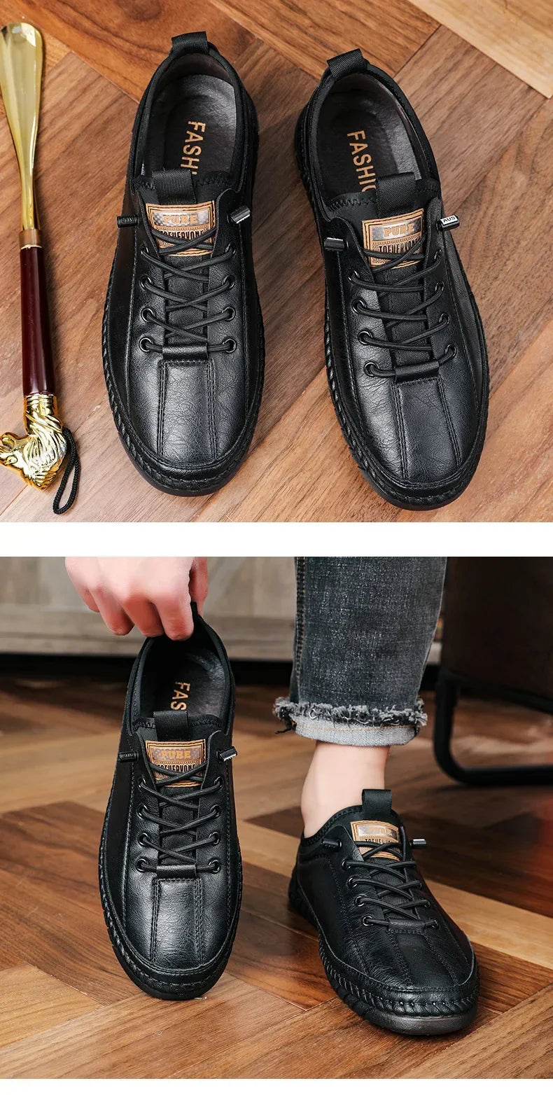 Shoes for Men Leather Casual Handmade Shoes Outdoor Hiking Sneakers Men Breathable Lace Up Sport Mens Shoes Zapatos De Hombre