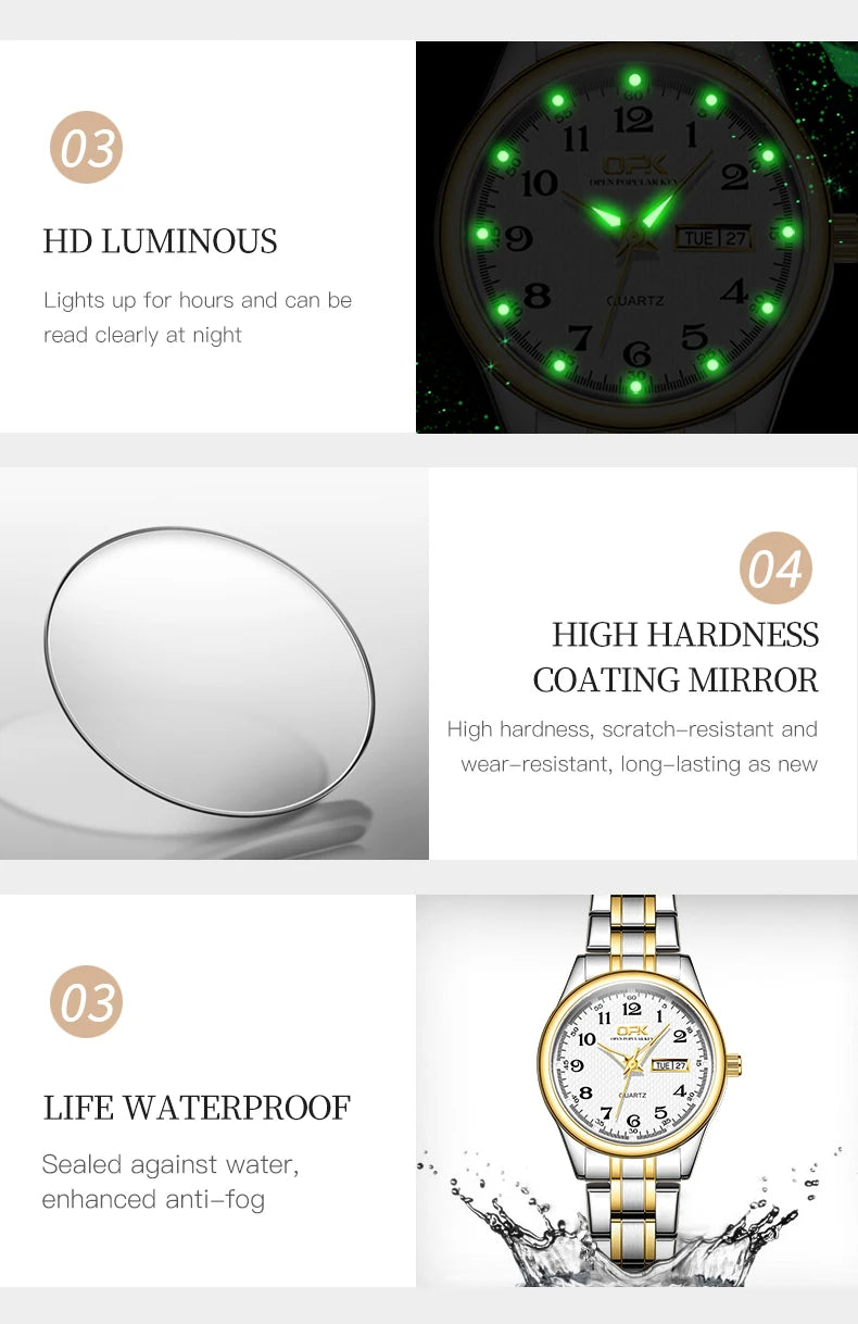 OPK 8110 Classic Quartz Watch Waterproof Watch for Women Stainless steel Luxury Brand Ladies' Watch Reloj Mujer