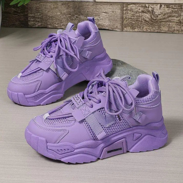 New Purple Sneakers Women Platform Casual Shoes Women Sneakers Breathable Comfortable Thick Sole Sneakers Women Designer Shoes