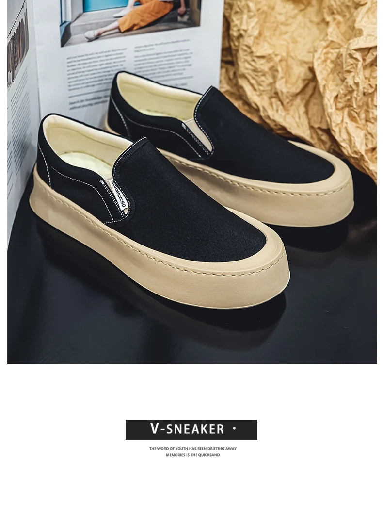 New Arrival Low Price Mens Breathable High Quality Casual Shoes Solid Color Canvas Casual Shoes Slip On Men Fashion Flats Loafer