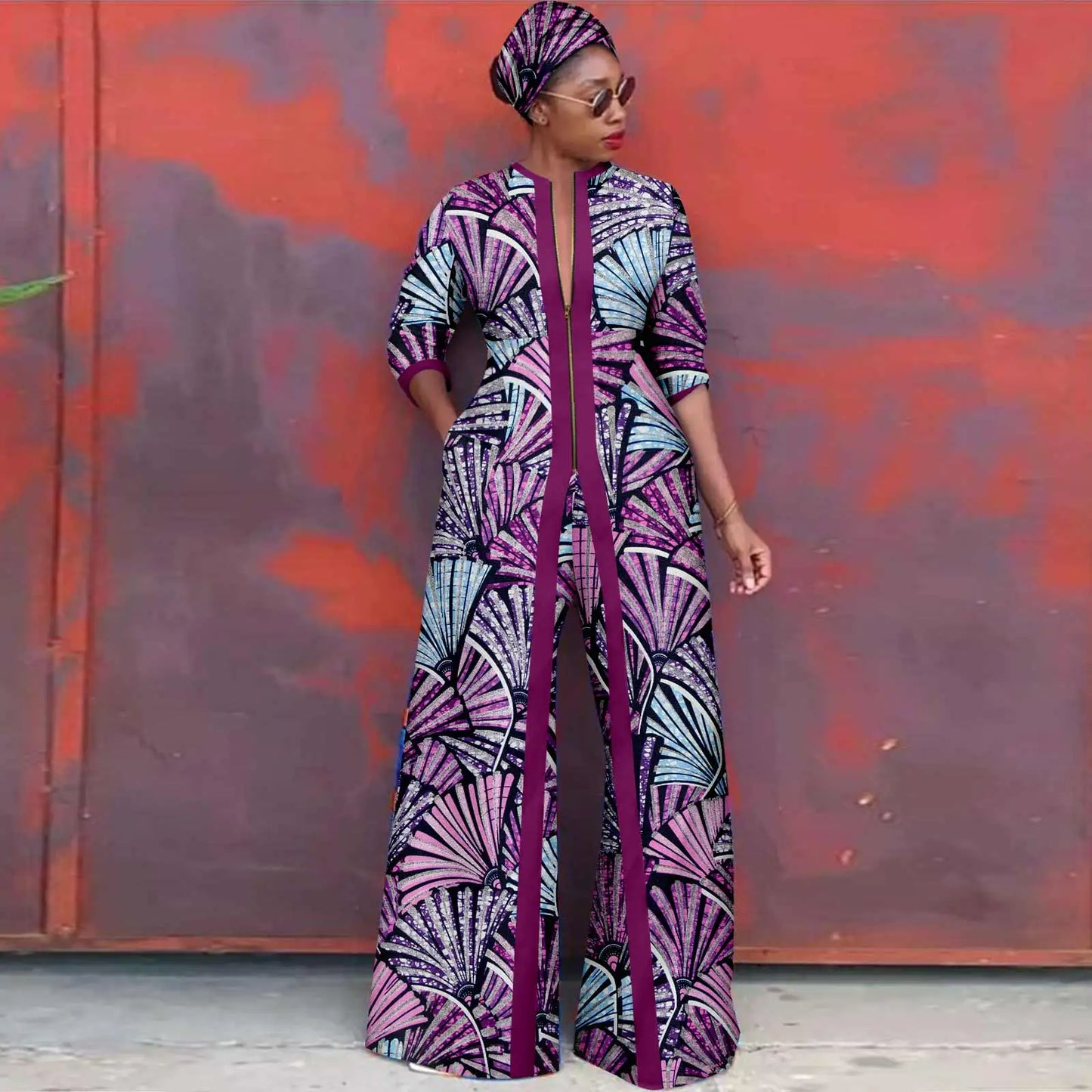 African Clothes for Women New Fashion Women Jacket Long Coat and Pants with Headscarf Ankara Print Elegant Party Dress 2426005