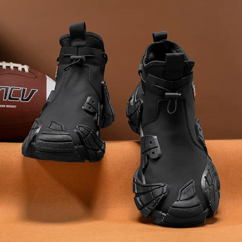 Men's Outdoor Short Boot Thick Soled High Top Casual Shoes Fashionable Trendy Shoes Male Sports Shoe Autumn Bare Boots 2024 New