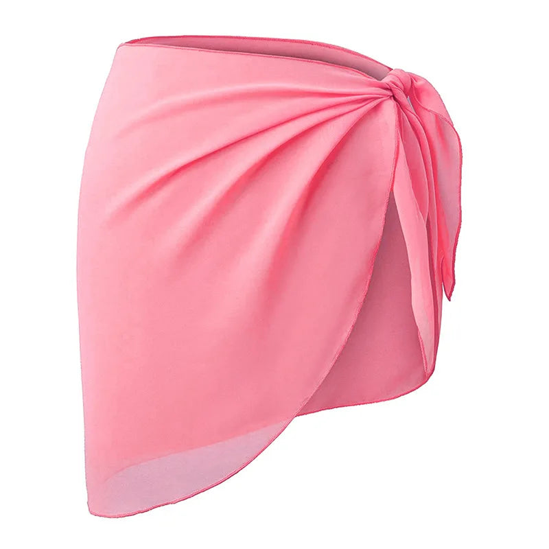 Short Sarong Skirt Chiffon Beach Coverup Scarf Wrap For Women Swimsuit Cover Short Beach Wear