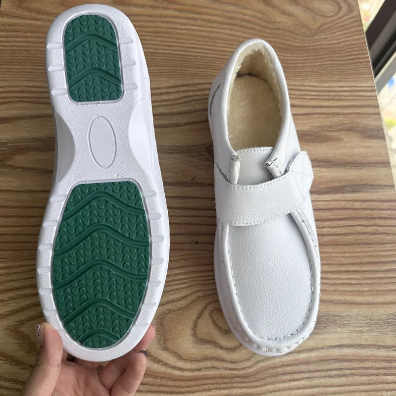 STRONGSHEN Women Platform Wedges Casual White Shoes Soft Nurse Work Shoes Hollow Out Breathable Comfort Non-slip Nursing Shoes