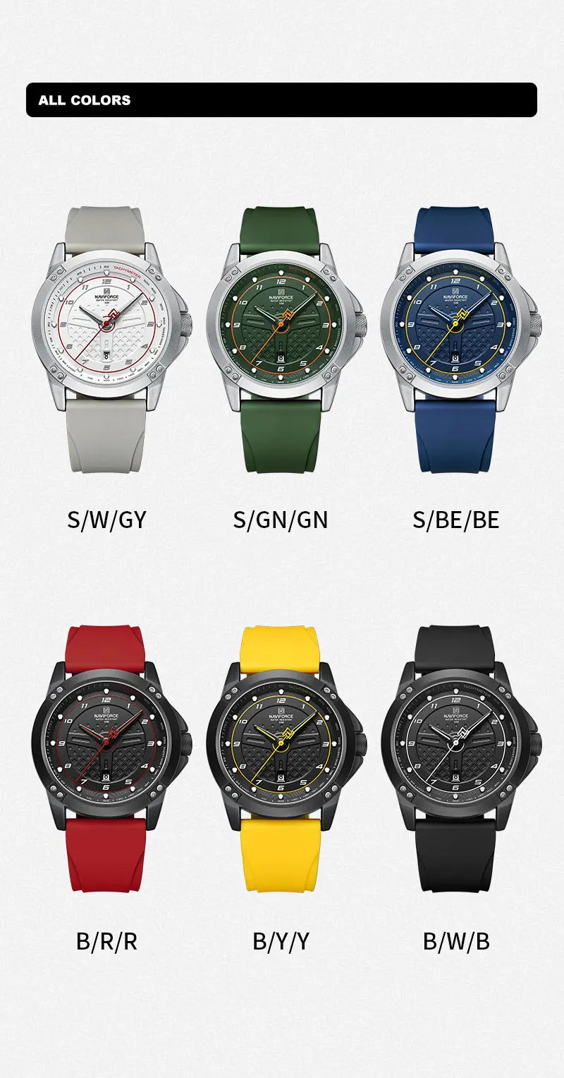NAVIFORCE Trend Quartz Wristwatch Fashion Waterproof Men's Watches Sport Silicone Strap Male Luminous Clock Relogio Masculino