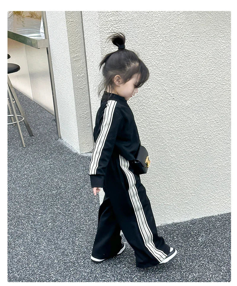 Girls Fashion Casual Sets Children Spring Autumn Sports Suits Kids Long-sleeved Jacket+Pants 2Pcs Outfits New Trend Clothes