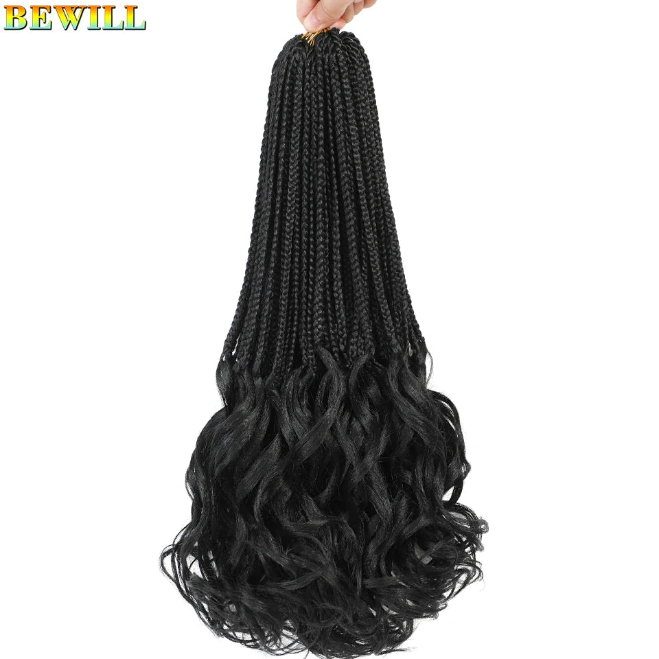 14 18 24 Inch French Curl Crochet Braids Boho Goddess French Curl Box Braids Crochet Hair Synthetic French Curly Braiding Hair