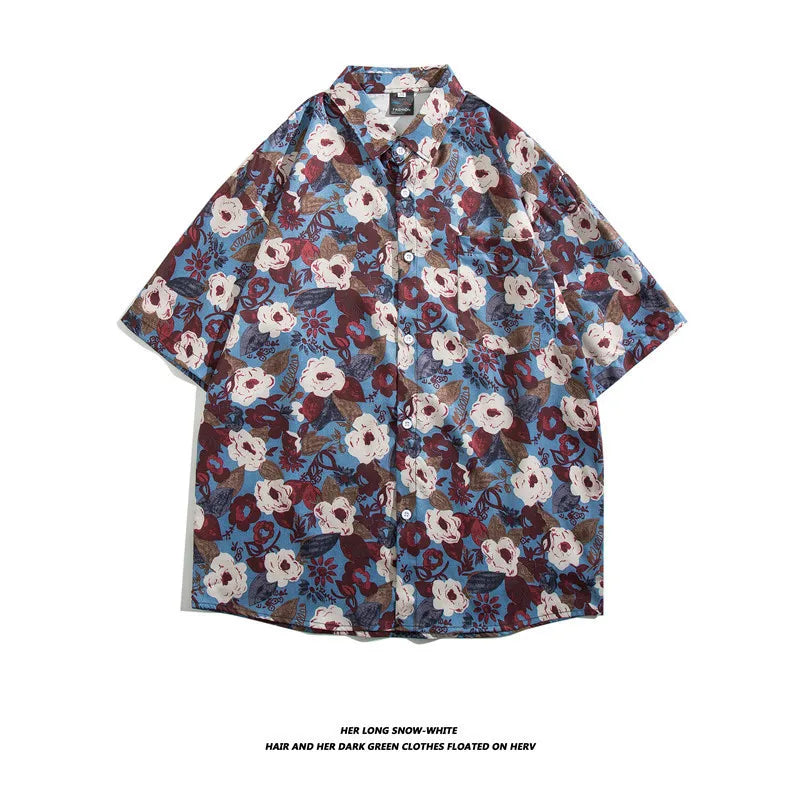 Men's Hawaiian Polyester Summer Short Sleeve Shirt Tropical Leaf 3D Pattern Printing Beach Male Shirts Casual Blouse For Men
