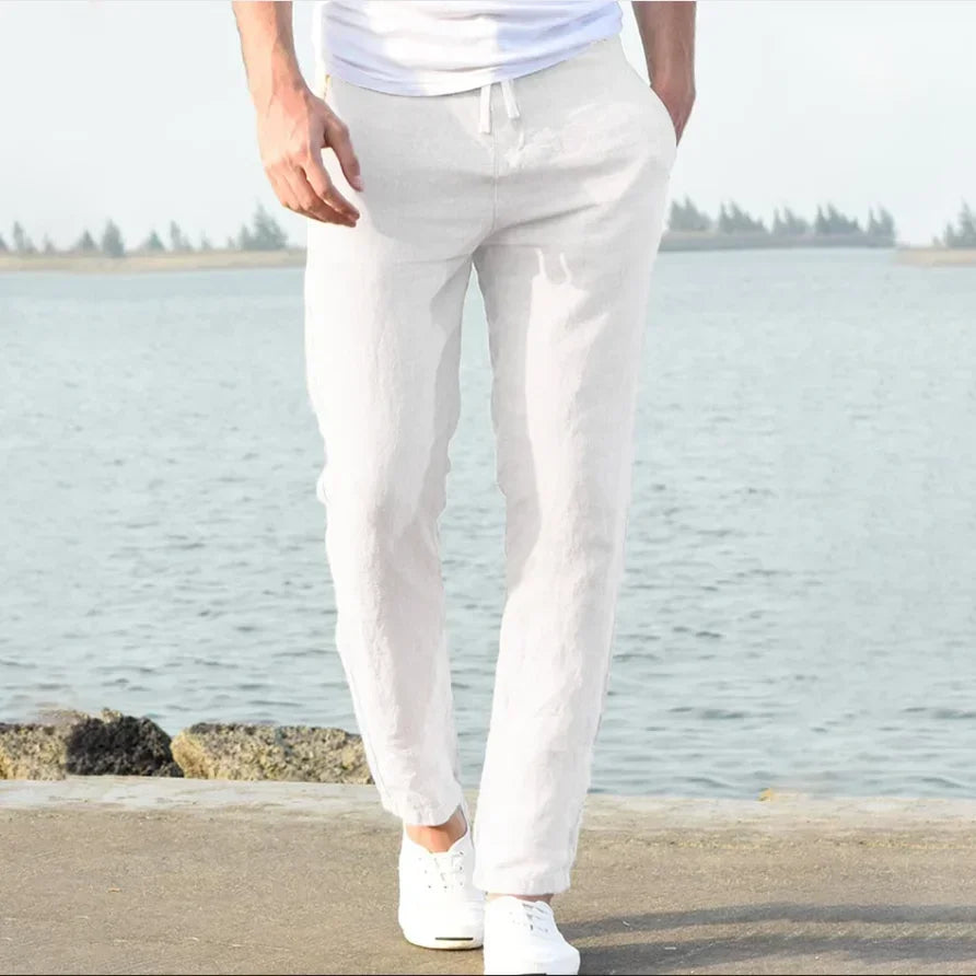 2025 New Fashion Mens Linen Wide Pants Trousers Oversize Sports Streetwear Male Spring Yoga Pants Casual Men Clothing Sweatpants