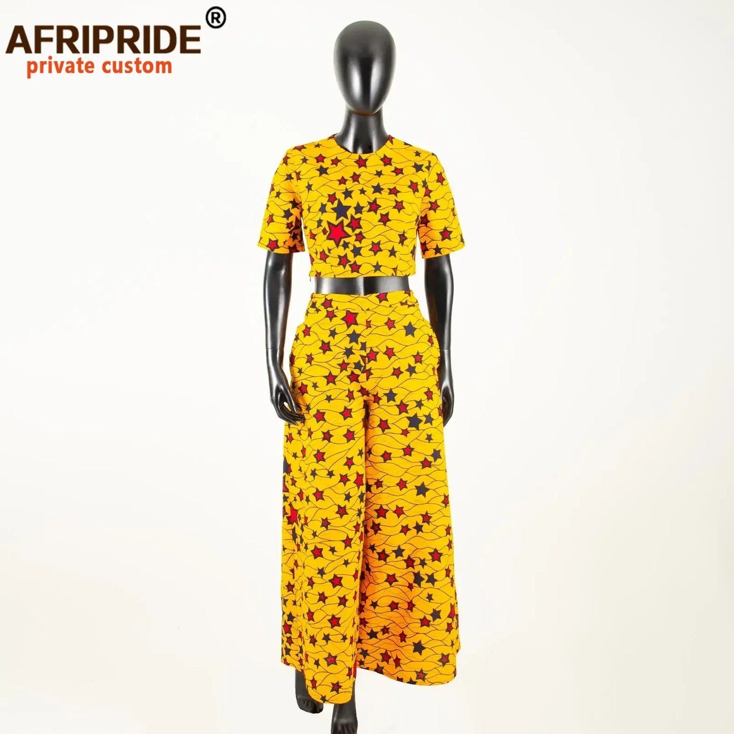 African Clothes for Women Crop Top and Wide-leg Pants 2 Piece Set Print Outfits Vintage Elegant Fashion Ankara Attire A2326002