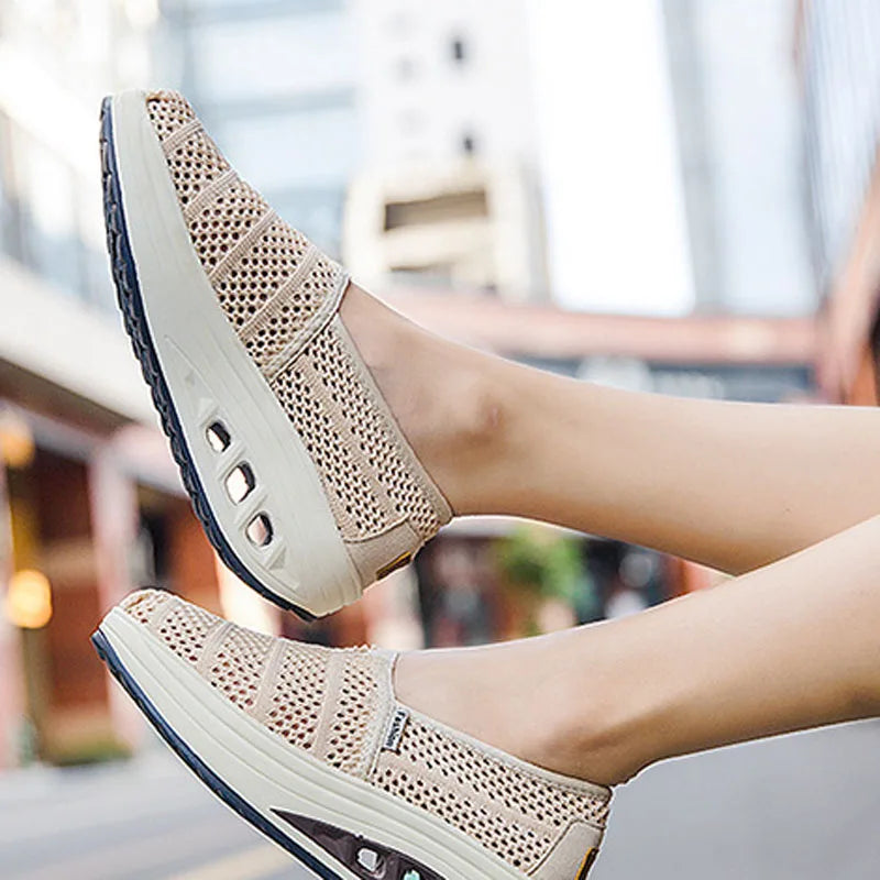 Women's Mesh Breathable Loafers Solid Color Slip On Summer Platform Sneakers Women Walking Casual Shoes Zapatos Mujer WSH5094