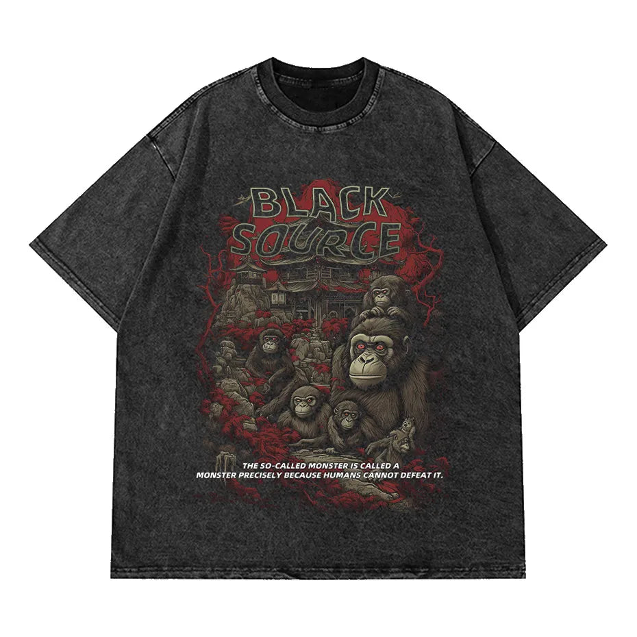 2023 Men Retro Washed T-Shirt Hip Hop Streetwear SOS Shadow Graphic T Shirt Summer Short Sleeve Tshirt Harajuku Tops Tees Cotton