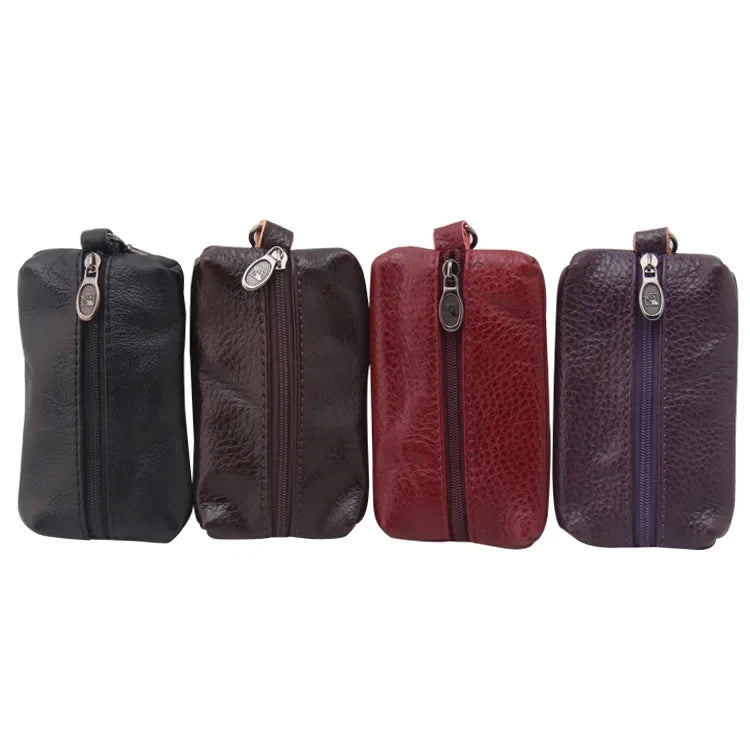 Soft  Genuine Cow Leather Housekeeper Small Round Columnar Key Holder Car Key Wallet Coin Pouch Purse key bag