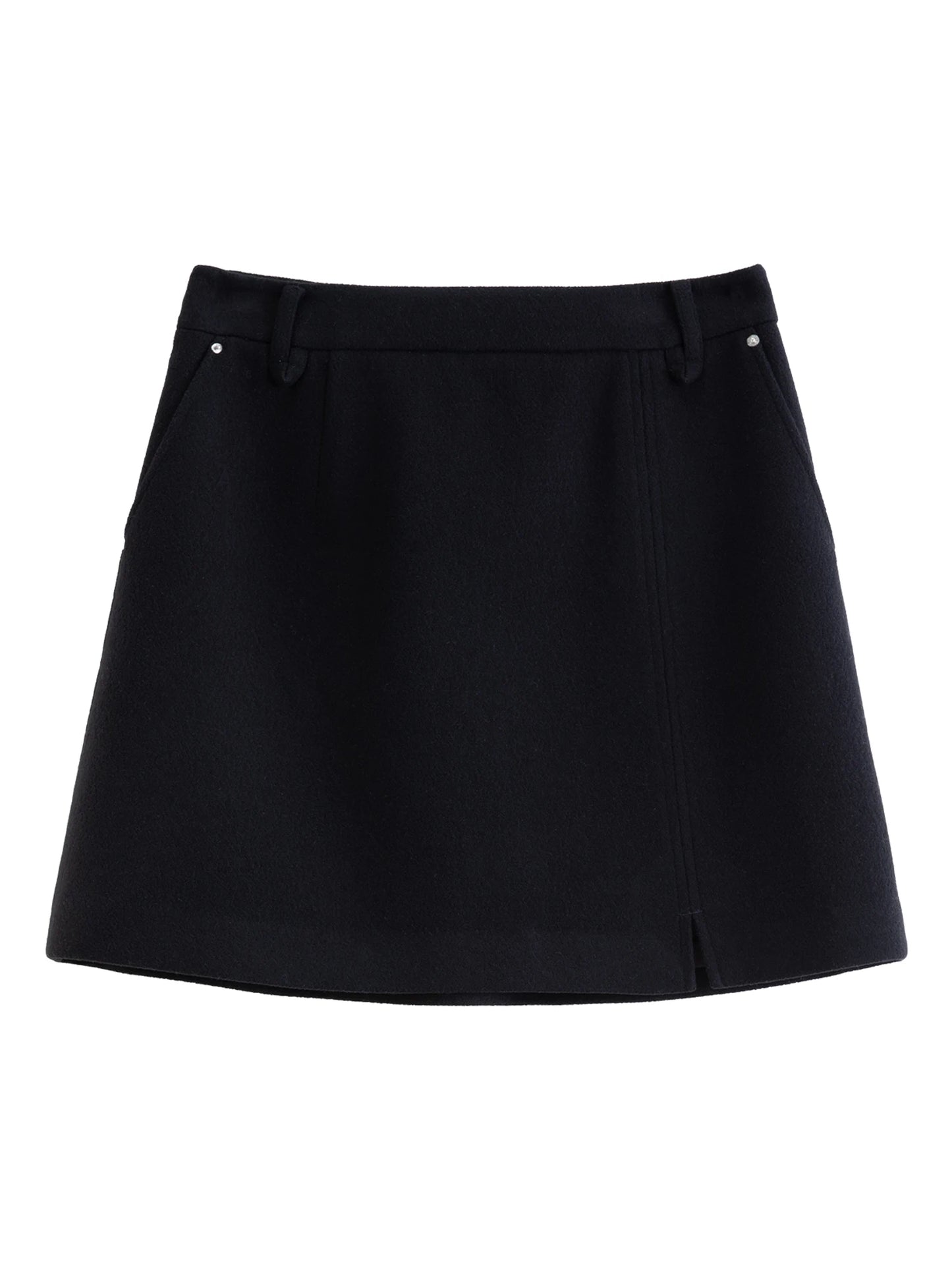 DUSHU Classic Elastic Waist Skirt For Women Winter Office Solid Color College