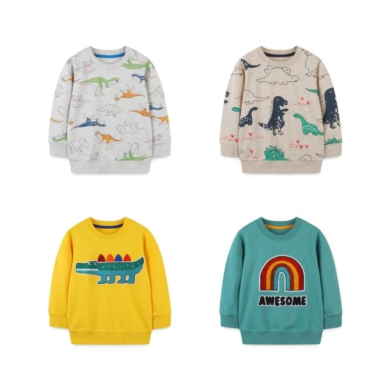 Little maven 2025 Baby Boys Sweatshirt Spring and Autumn Cotton Casual Clothes Fashion Tops for Kids Animal Crocodile Clothes