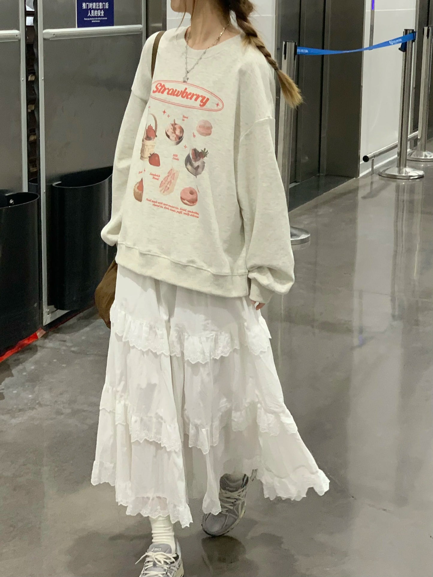 New Fashion 2025 A-line Loose Skirts Woman Korean Style Female Lace Fashion Leisure Spring Ankle-length Skirt Women