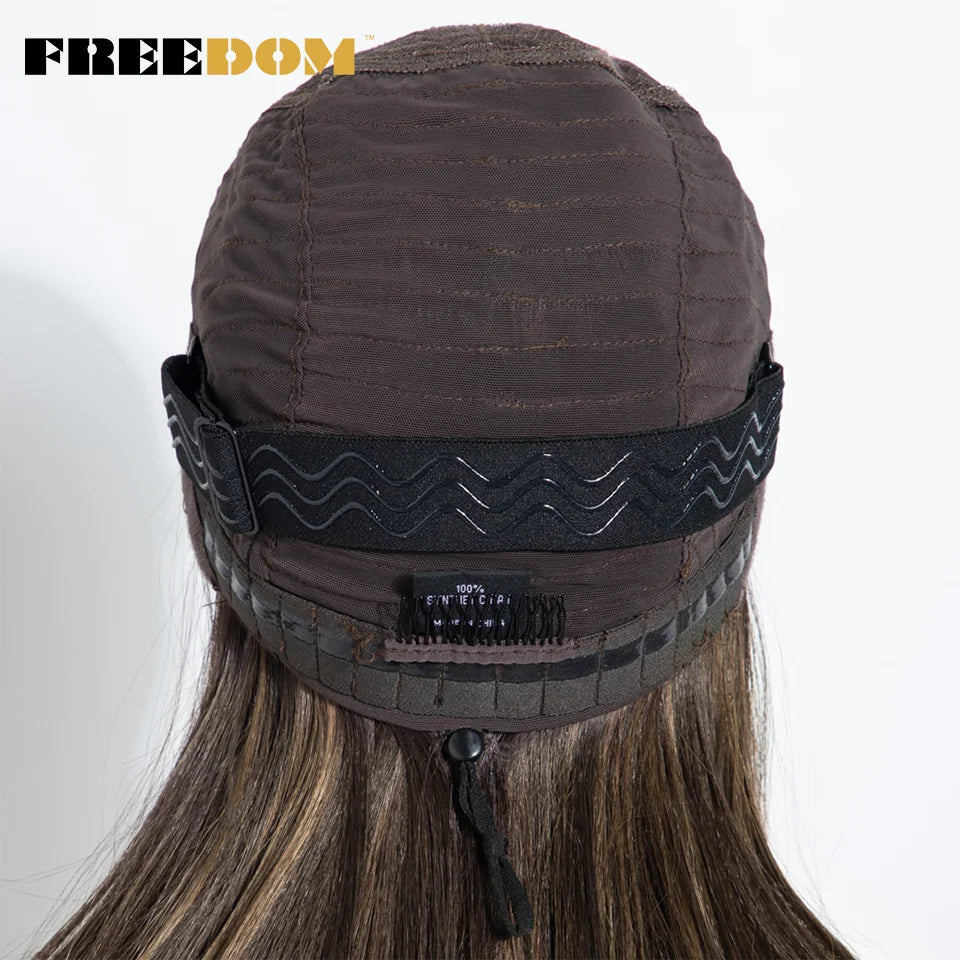 FREEDOM Synthetic Lace Front Wigs For Women 20" Layered Ombre Brown Blonde Wig 6x4 Pre-plucked Easy Wear And Go Glueless Wigs