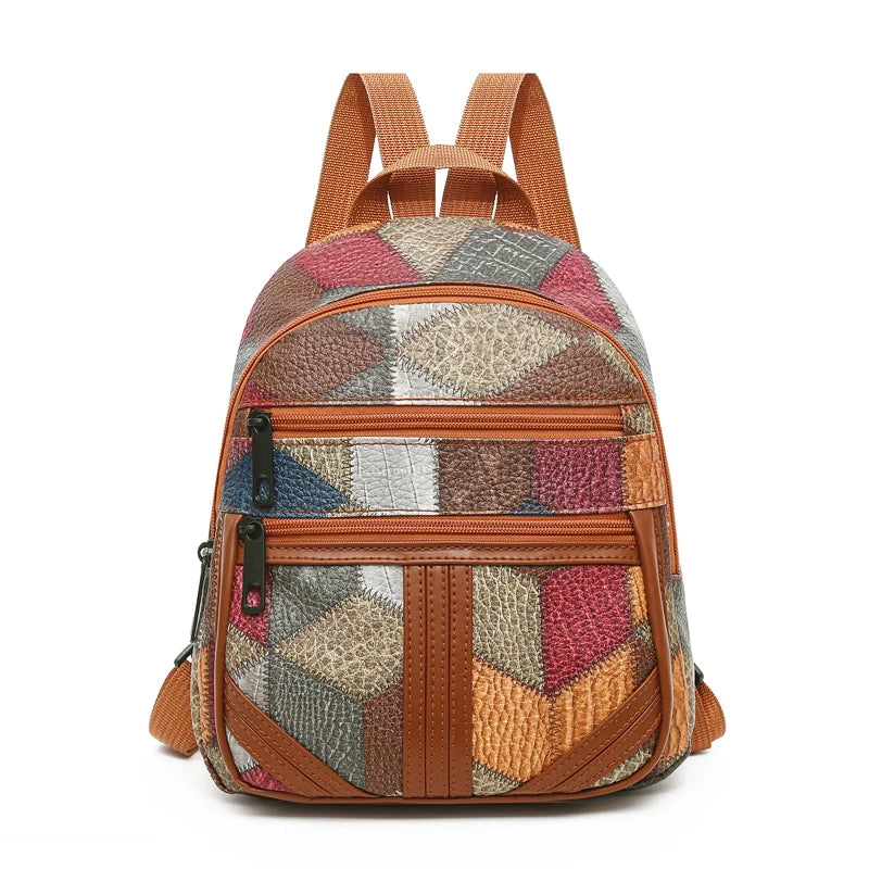 Men's and Women's Durable Shoulder Backpacks - Versatile Patchwork Style Fashion Casual Backpack for Traveling
