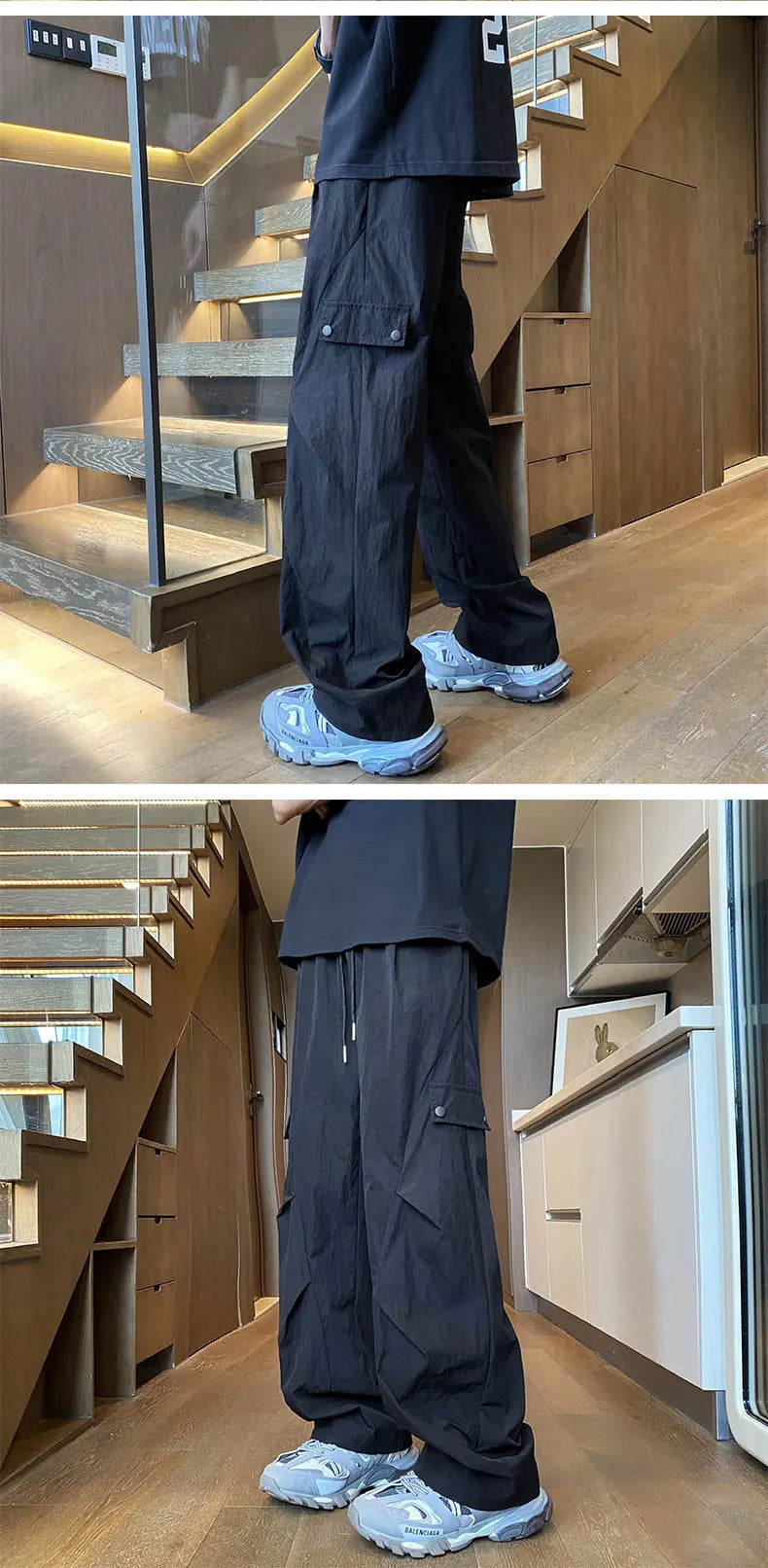 American Style Workwear Men's Summer Lightweight Tall Quick-Dry Trousers with Pleats for Hiking and Paratrooper