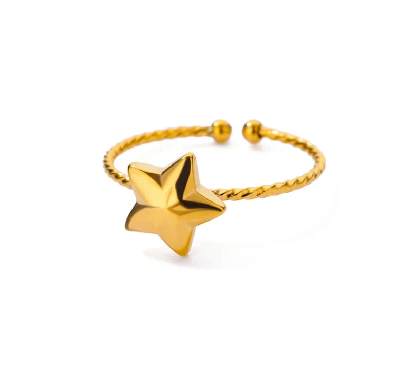 Zircon Moon Star Rings For Women Stainless Steel Glowing Moon Star Adjustable Finger Ring Aesthetic Wedding Jewelery Gift Femme