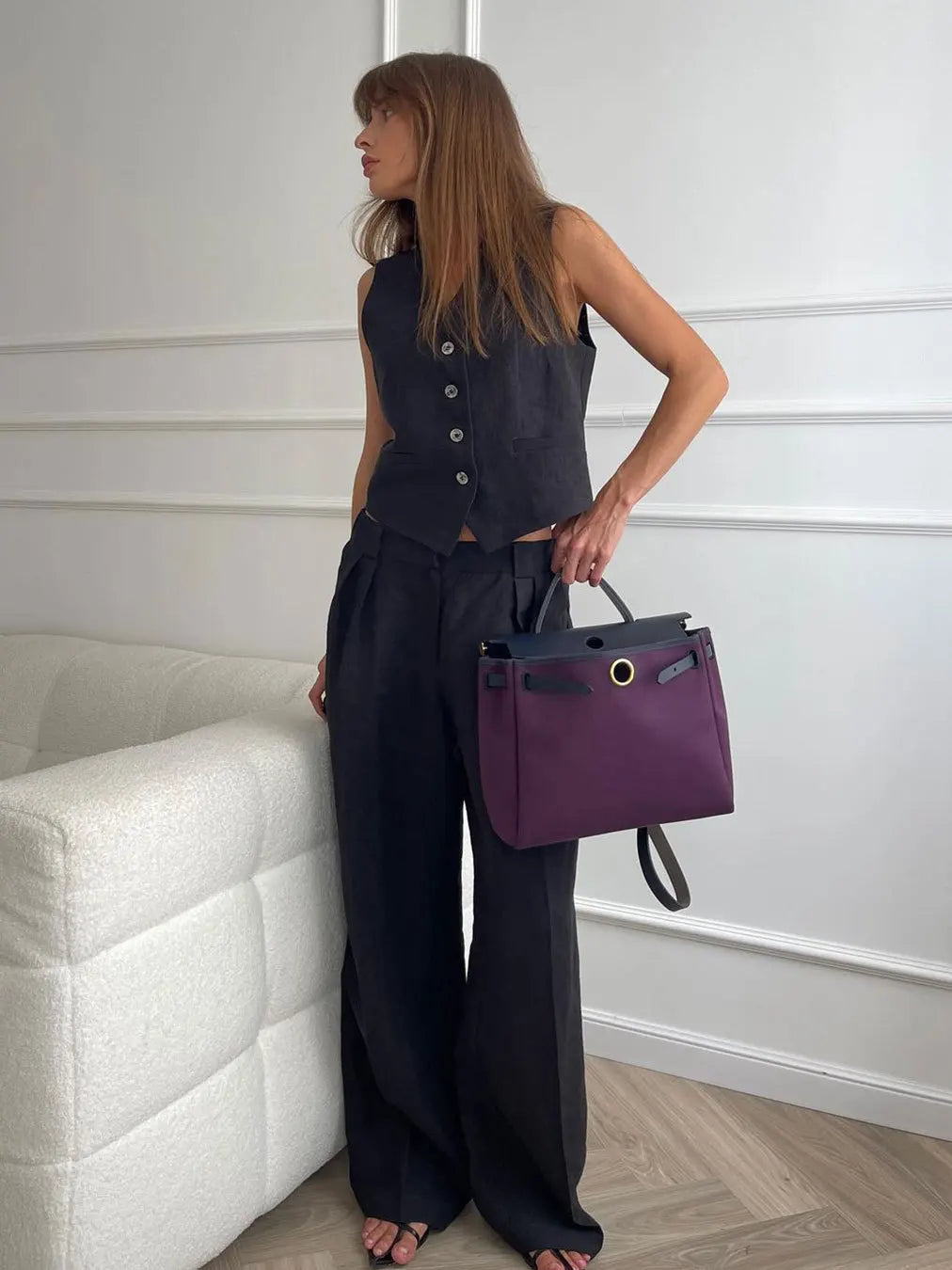 Sleeveless Vest Jacket Top Casual Pants Two-piece Set For Women's Wide Leg Pant Sets Sexy Summer Boho Cotton Linen Ladies Suits