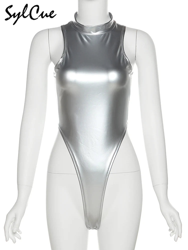 Women's Slim Fit Jumpsuit Bodysuit Polyester Elastane Reflective Transparent
