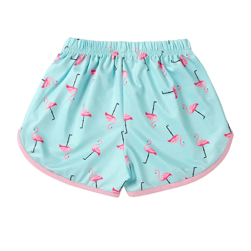 Children's Summer Casual Clothing Baby Girls Animals Printed Pink T-Shirts+Shorts Two-Piece For Kids Pajamas Set Home Wear Suits