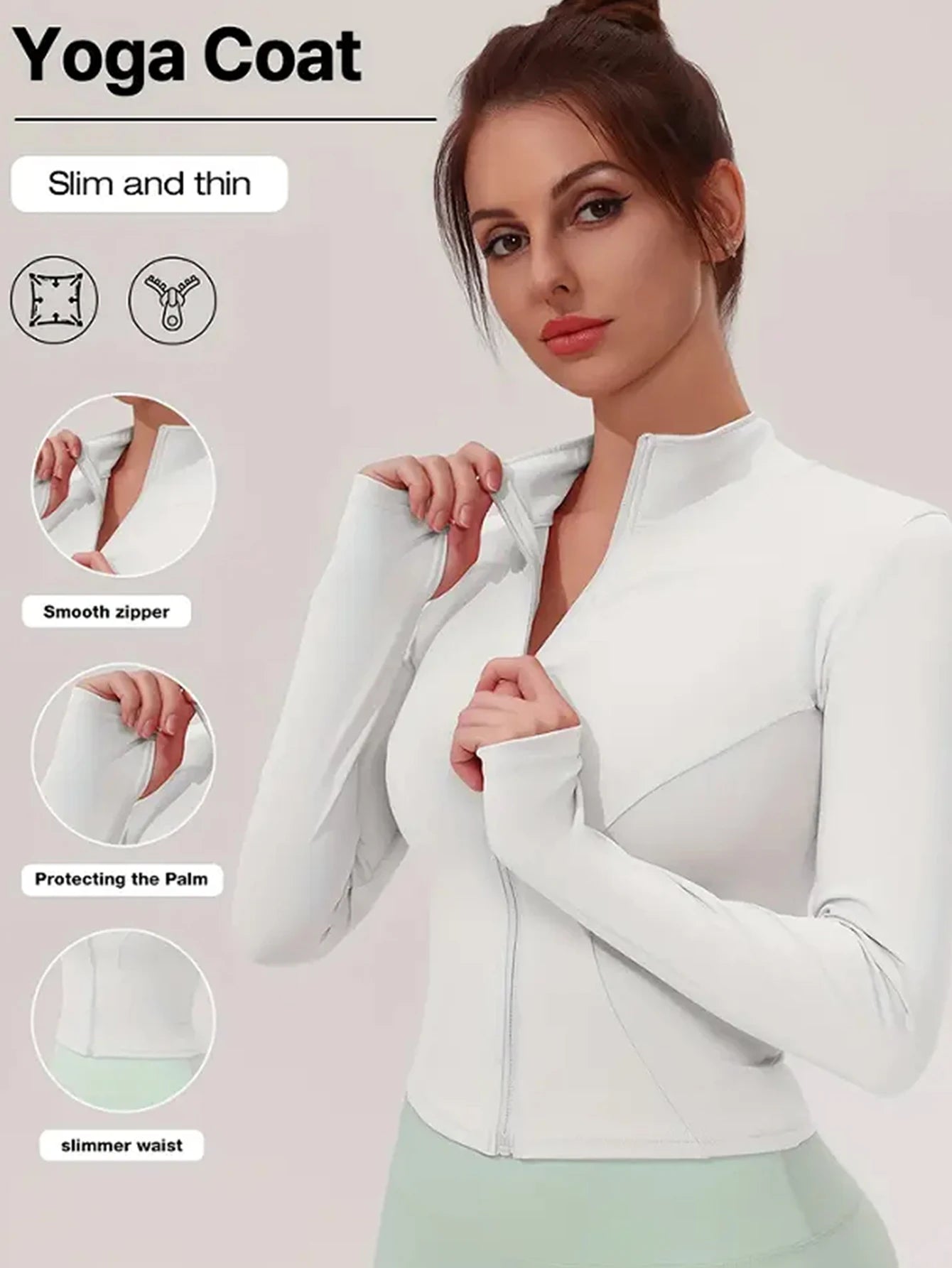 Yoga Jacket High Elastic Tight Quick Dry Sports Jacket Slim Fit Running Gym Top Workout Shirt for Women