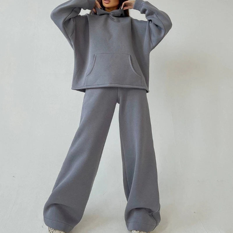 Women'S Sporty Hooded Tracksuit Two 2 Pieces Set Sweatshirts Hoodies Pullover With Pockets Pants Suit Sweatpants Trousers Outfit