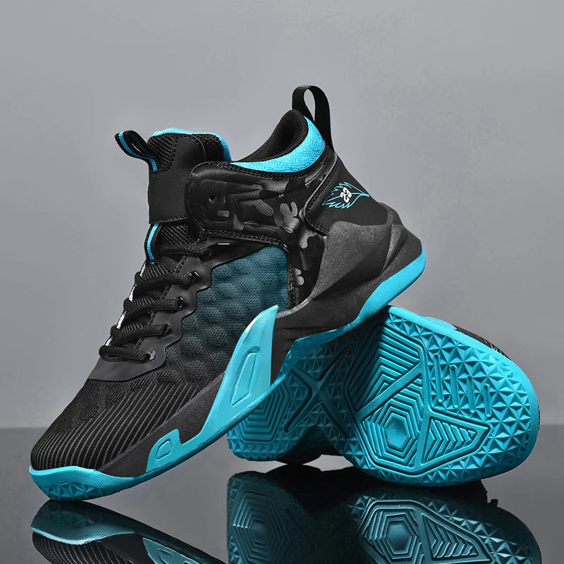 Basketball Shoes, Men's Outdoor Sports Shoes, Men's Shock-Absorbing High-Top Student Practical Shoes, Mesh Breathable Casual Shoes