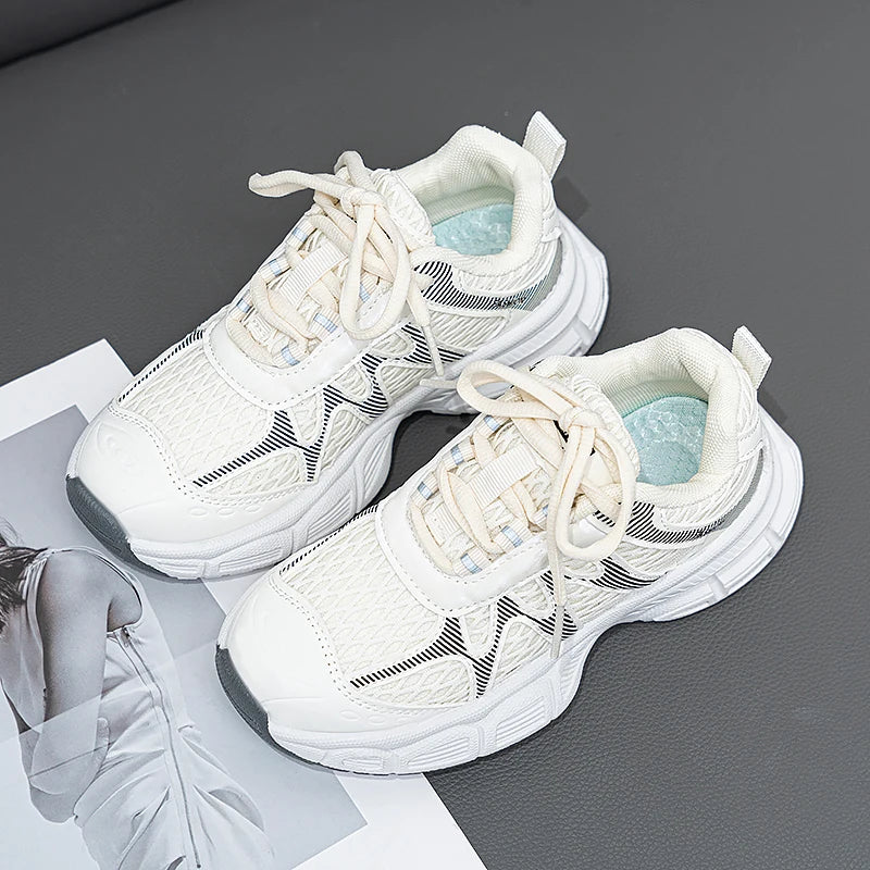 Kids Casual Shoes for Boys Girls Fashion Classic Air Mesh Summer Breathable Children Sports Running Sneakers Lace-up Non-slip