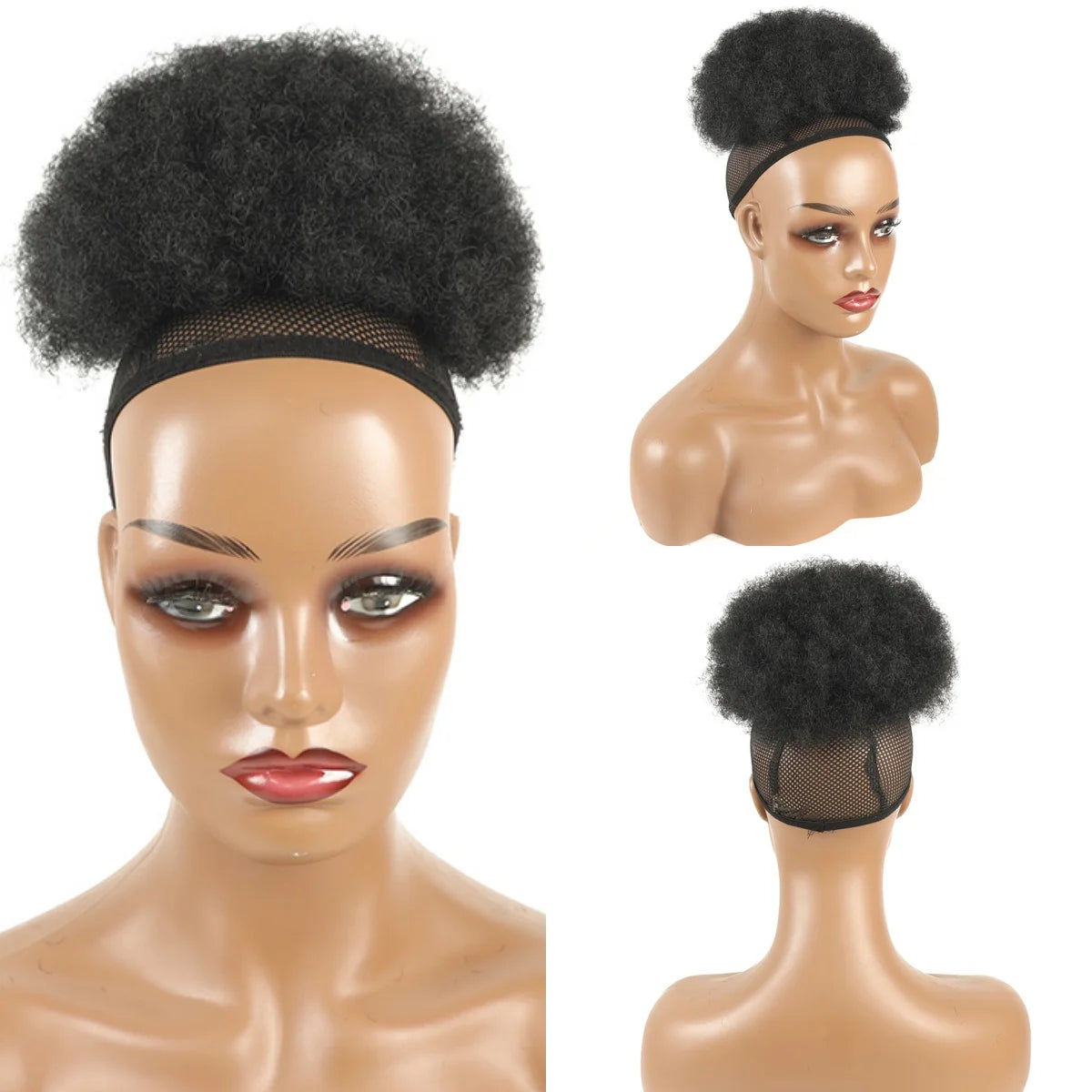 Synthetic Afro Puff Drawstring Ponytail Hair Pieces Clip on Ombre Honey Colored Blonde Kinky Drawstring Curly Ponytail