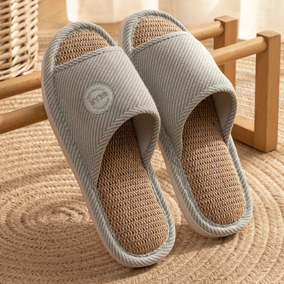 Couples Home Linen Slippers Women Indoor Soft Comfortable Bedroom Slides Men Leisure Non Slip House Shoes Platform Cotton Flats