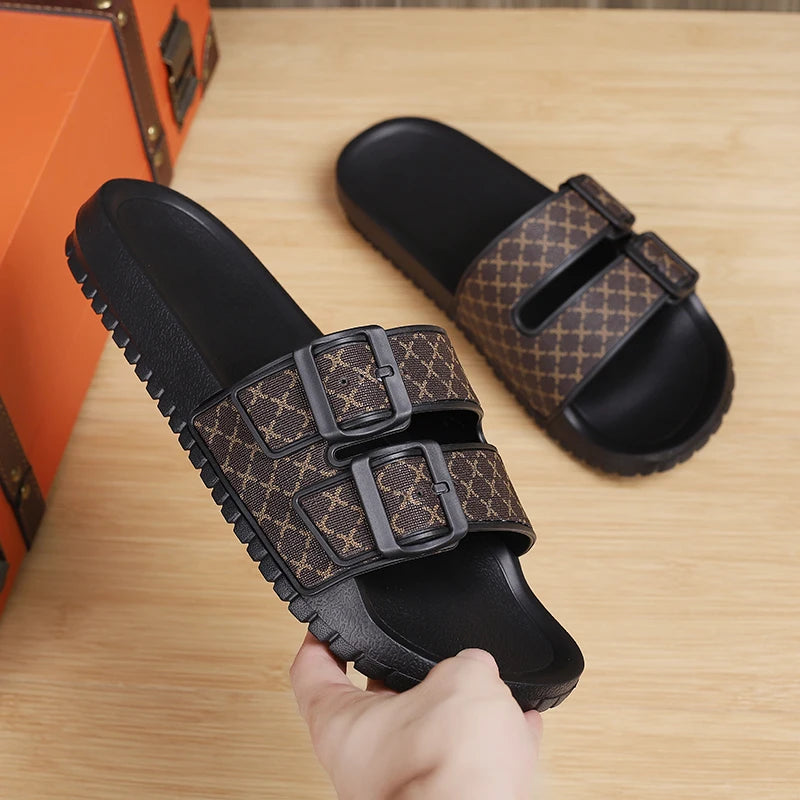 Brand Men Women Sandals Summer Designer Couple Cork Clogs Sandals Luxury Classic Unisex Mules Beach Slide With Adjustable Buckle