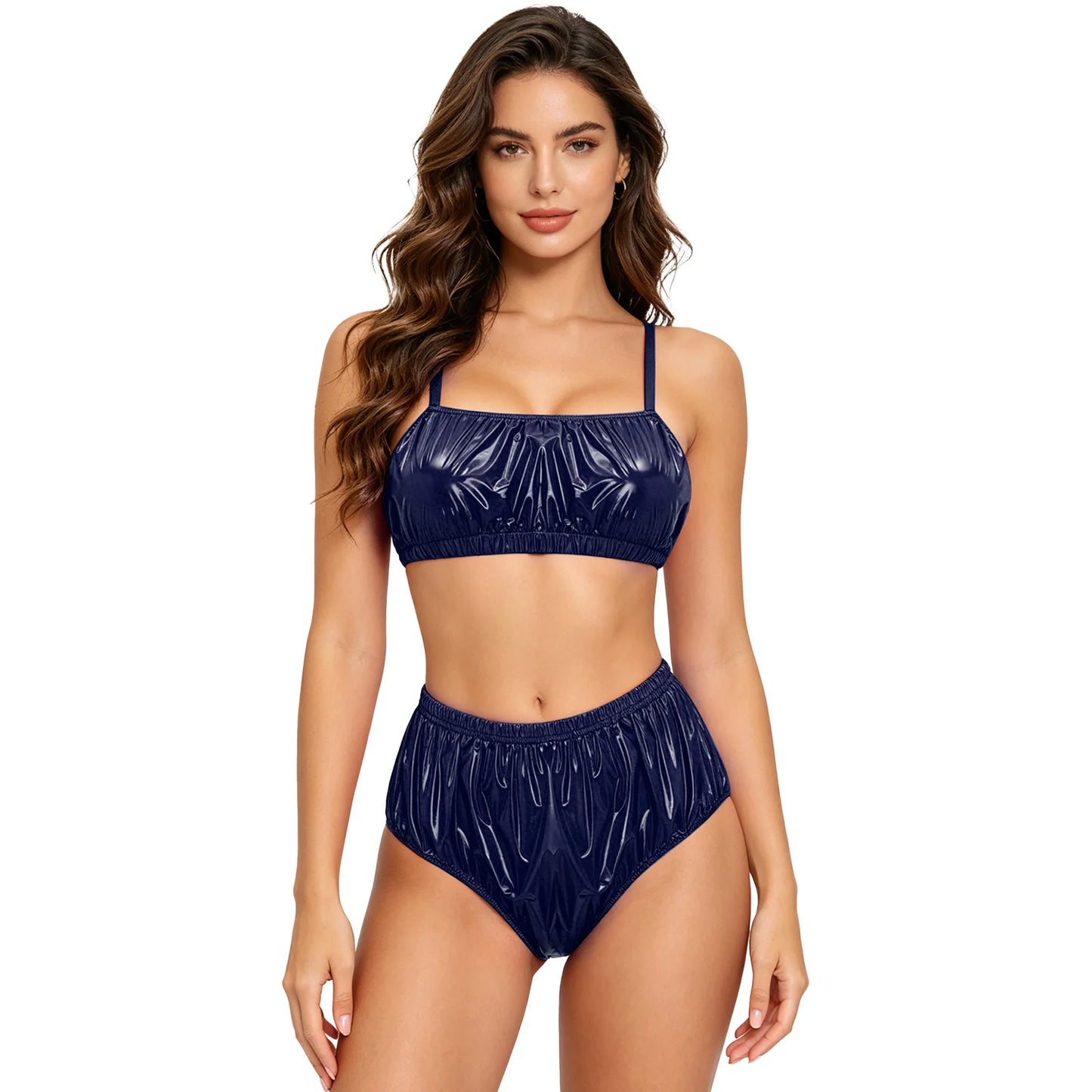 Women's Swimsuit Beach Bathing Suit Two Pieces Swimwear No-pad No-wire Bra Top And Elastic Band Swim Bottom Beachwear Clubwear